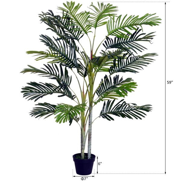 Outsunny 59-in Green Artificial Palm Tree