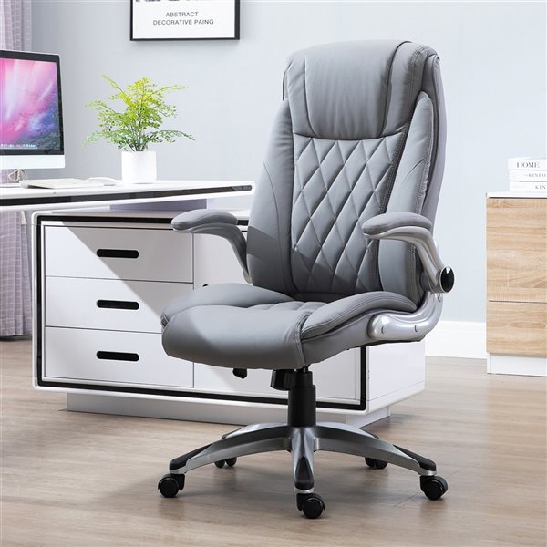 Vinsetto Light Grey Contemporary Adjustable Height Swivel Office Chair