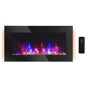 HomCom 36-in W Black LED Wall Mount Electric Fireplace