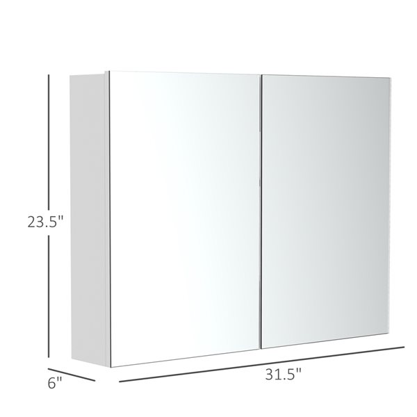 Armoire de salle de bains murale HomCom blanche de 31,5 po l. x 5,91 po h. x 23,62 po p.