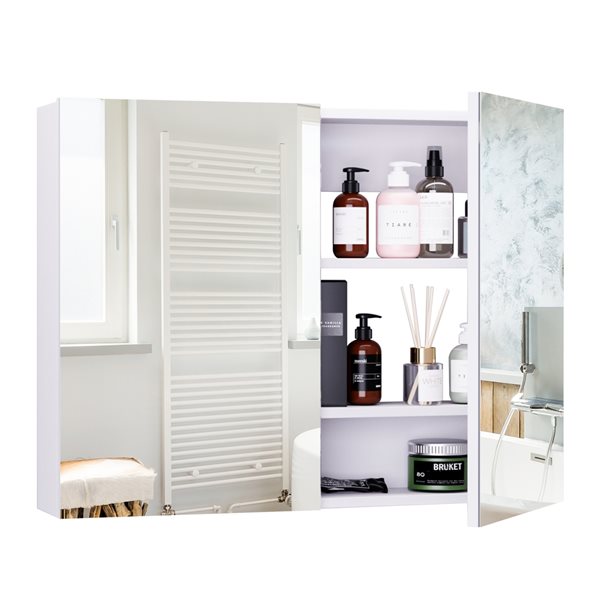 Armoire de salle de bains murale HomCom blanche de 31,5 po l. x 5,91 po h. x 23,62 po p.