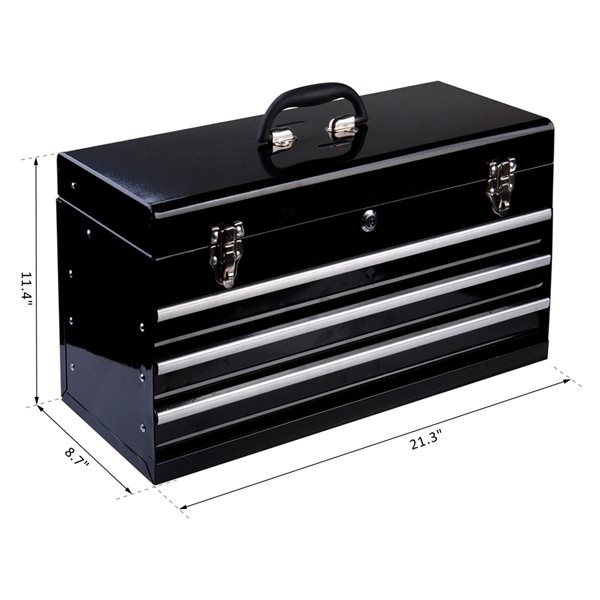 HomCom 21-in W x 11-in H 3-Drawer Ball-Bearing Steel Tool Chest