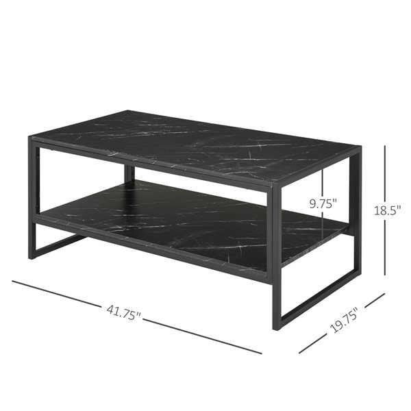 HomCom 2-Tier Black Composite Coffee Table