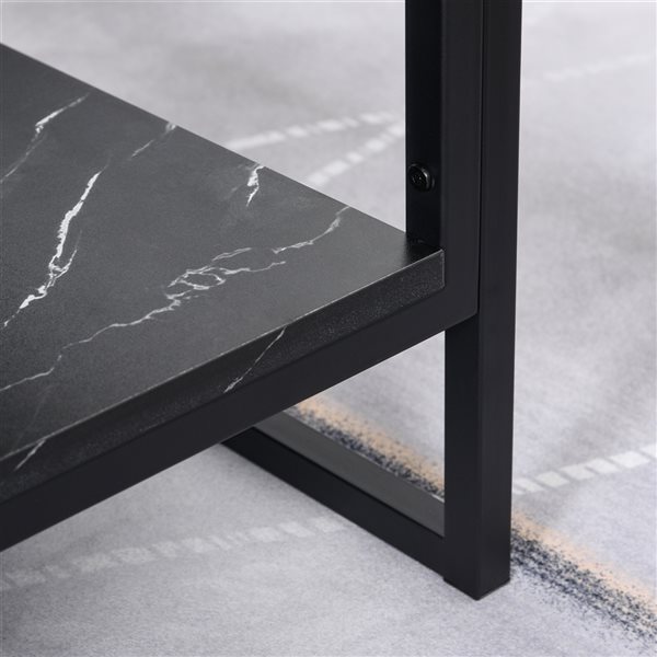 HomCom 2-Tier Black Composite Coffee Table