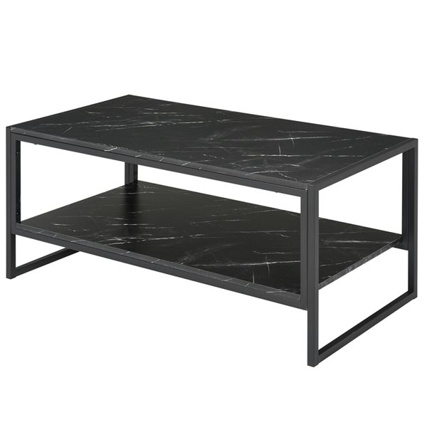 HomCom 2-Tier Black Composite Coffee Table