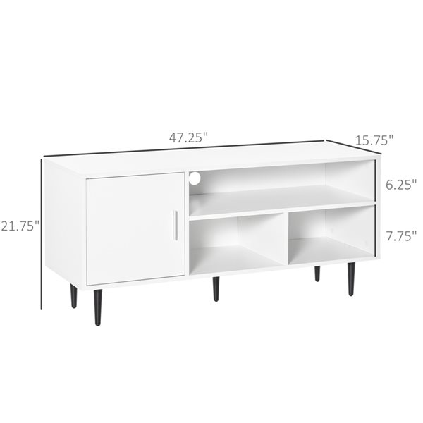 HomCom White/Black TV Stand