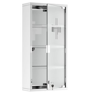 Armoire à pharmacie verrouillable HomCom rectangulaire en acier inoxydable de 11,81 po x 23,62 po