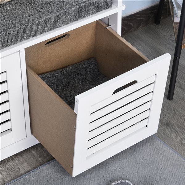 HomCom Grey and White Modern Shoe Storage Bench