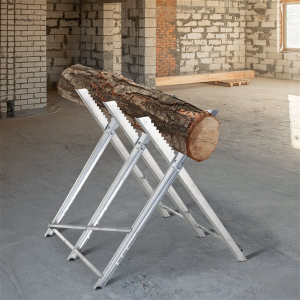 Chevalet de sciage du bois à support latéral en acier mobile léger