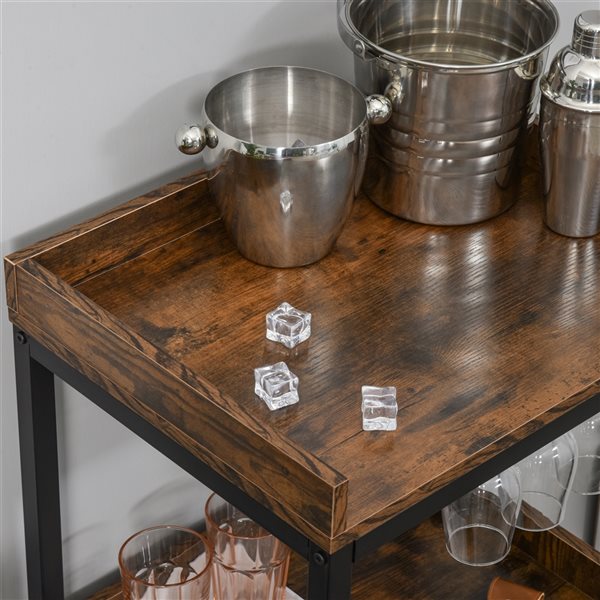 HOMCOM 9-Bottle Brown Composite Wine Rack