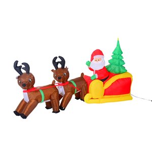 Père Noël avec rennes de Noël gonflable avec DEL par HomCom de 47,25 po