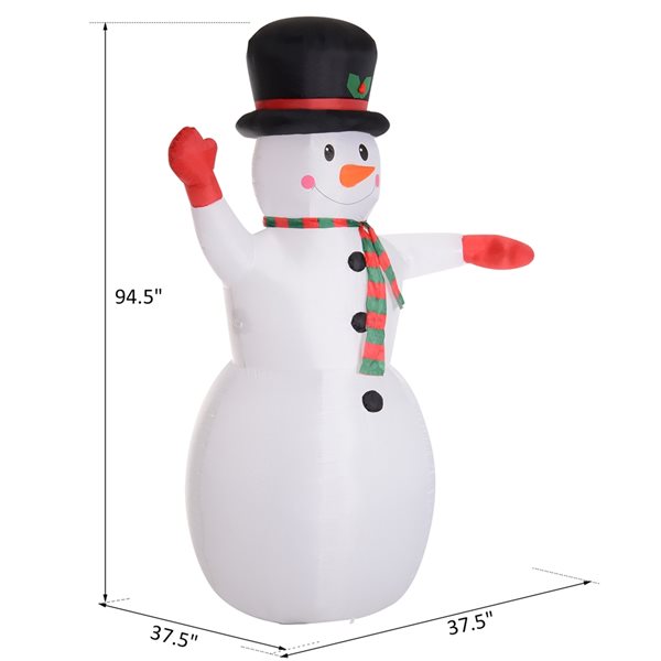 HomCom 94.5-in LED Christmas Snowman Inflatable