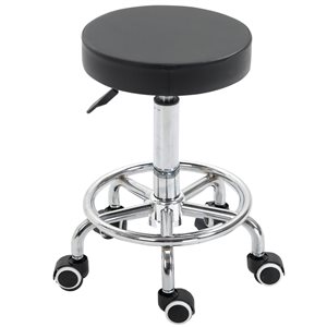 Vinsetto Modern Black Faux Leather Rolling Stool