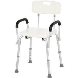 HomCom Freestanding White Plastic Shower Chair (ADA Compliant)