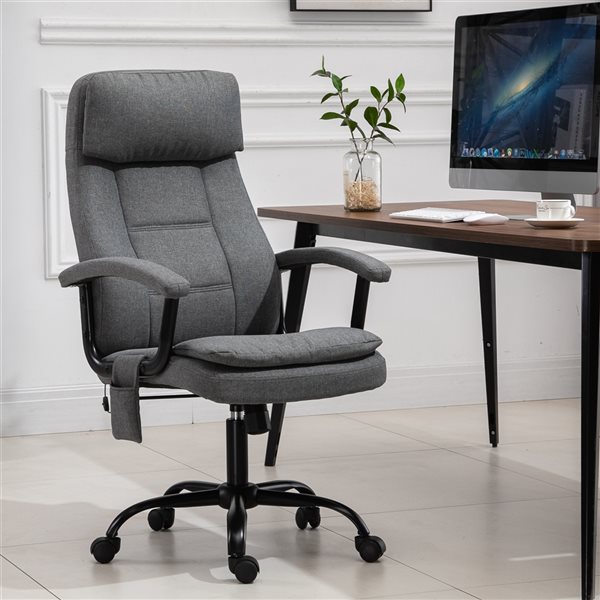 Vinsetto Grey Contemporary Adjustable Height Swivel Ergonomic Office Chair with Massage Feature