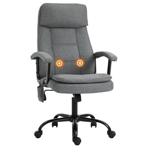 Chaise de bureau ergonomique contemporaine Vinsetto grise pivotante à hauteur réglable avec fonction de massage