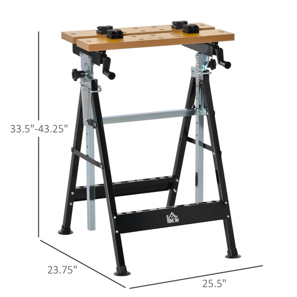 HomCom 25 1/2-in x 43 1/4-in Bamboo Workbench with Adjustable Height and Angle