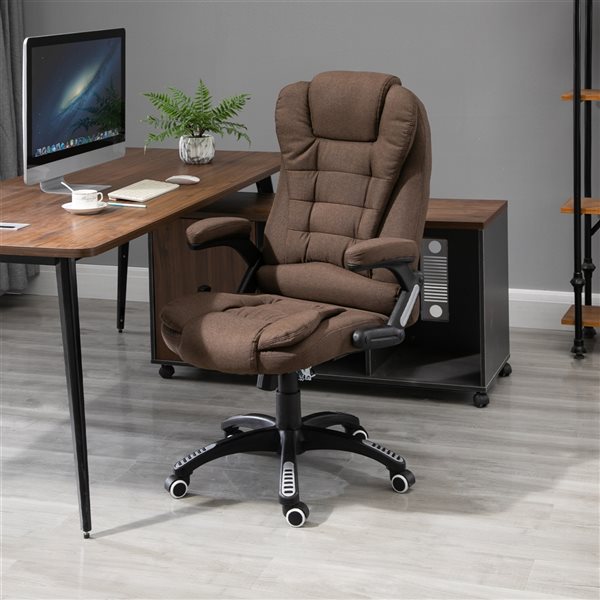 Vinsetto Brown Contemporary Adjustable Height Swivel Office Chair with Massage Feature