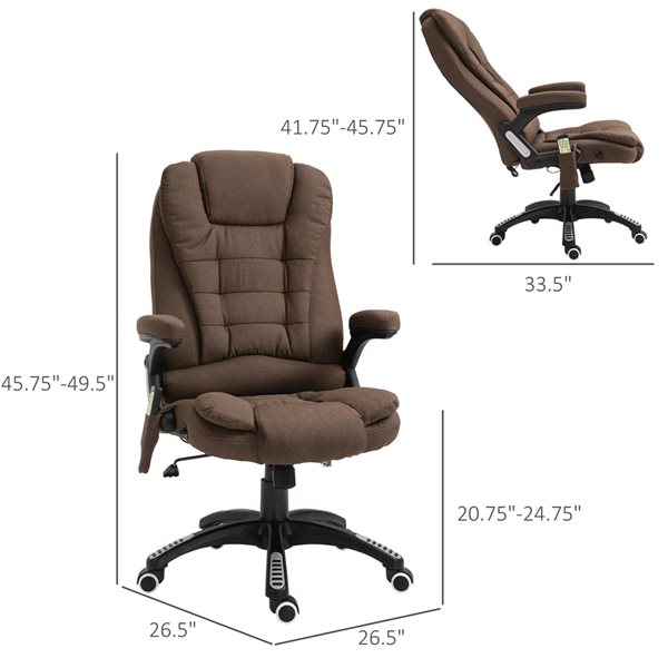 Vinsetto Brown Contemporary Adjustable Height Swivel Office Chair with Massage Feature
