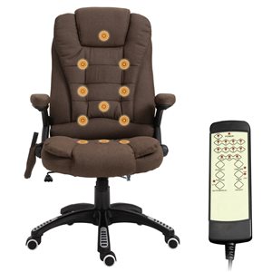 Vinsetto Brown Contemporary Adjustable Height Swivel Office Chair with Massage Feature