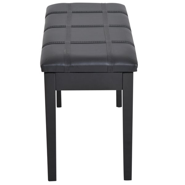 HomCom Modern 2-Person Black Piano Bench with Storage