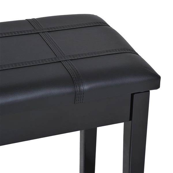 HomCom Modern 2-Person Black Piano Bench with Storage
