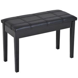 HomCom Modern 2-Person Black Piano Bench with Storage