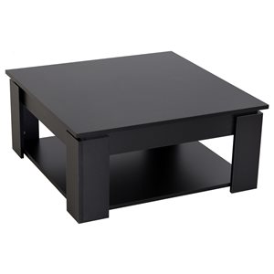 HomCom 2-Tier Black Composite Modern Coffee Table