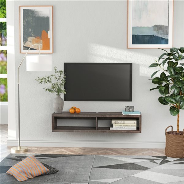HOMCOM Dark Grey Wall-Mounted TV Stand