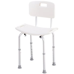 Chaise de douche HomCom autoportante en plastique blanc, conforme à l'ADA