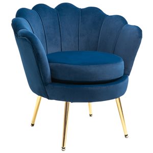 HomCom Eclectic Blue Velvet Accent Chair