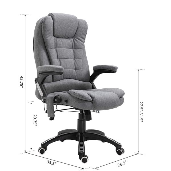 Vinsetto Grey Contemporary Adjustable Height Swivel Office Chair with Massage Feature