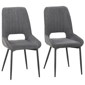 HomCom Grey Contemporary Upholstered Polyester Side Chair with Metal Frame - Set of 2