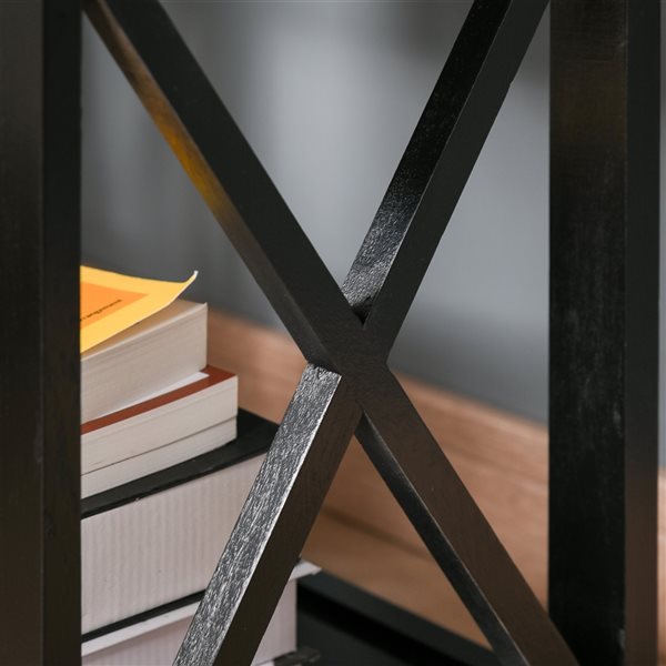 HOMCOM Black Wood Rectangular End Table