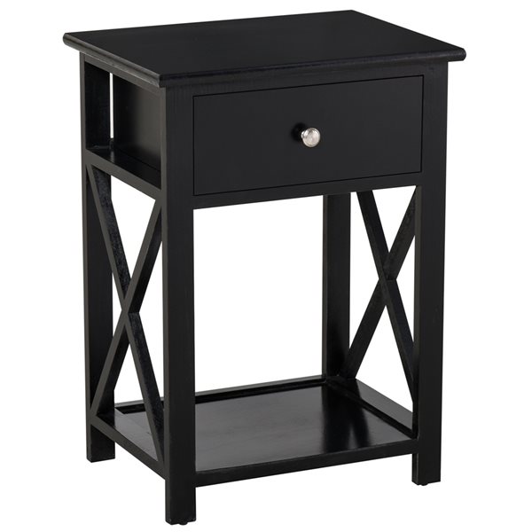 HOMCOM Black Wood Rectangular End Table