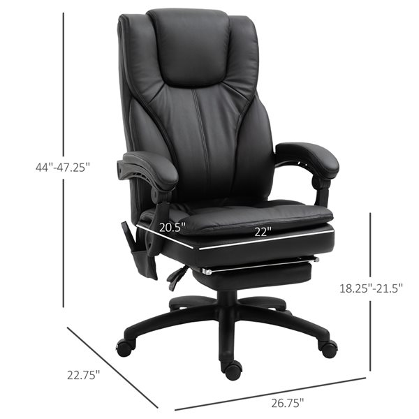 Vinsetto Black Adjustable Height Swivel Office Chair