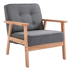HomCom Modern Grey Linen Accent Chair