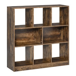 HomCom Brown Wood 8-Shelf Standard Bookcase