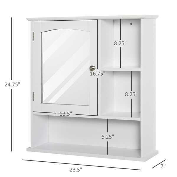 kleankin 23.62-in W x 24.8-in H x 7.09-in D White Bathroom Wall Cabinet