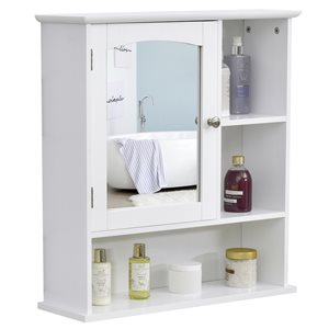 kleankin 23.62-in W x 24.8-in H x 7.09-in D White Bathroom Wall Cabinet