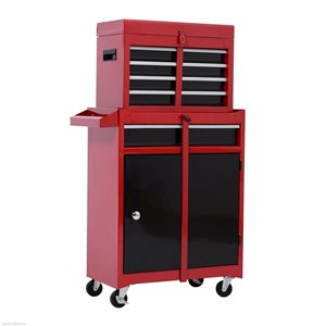 HomCom 40-in x 20 1/40-in Red 5-Drawer 2-in-1 Tool Cabinet with Wheels