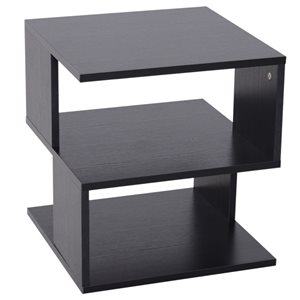 HomCom Black Wood Square End Table