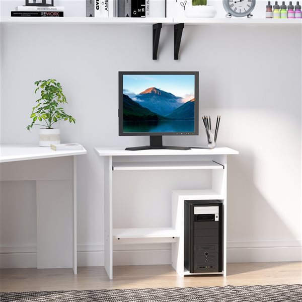HomCom 31.5-in White Modern/Contemporary Computer Desk