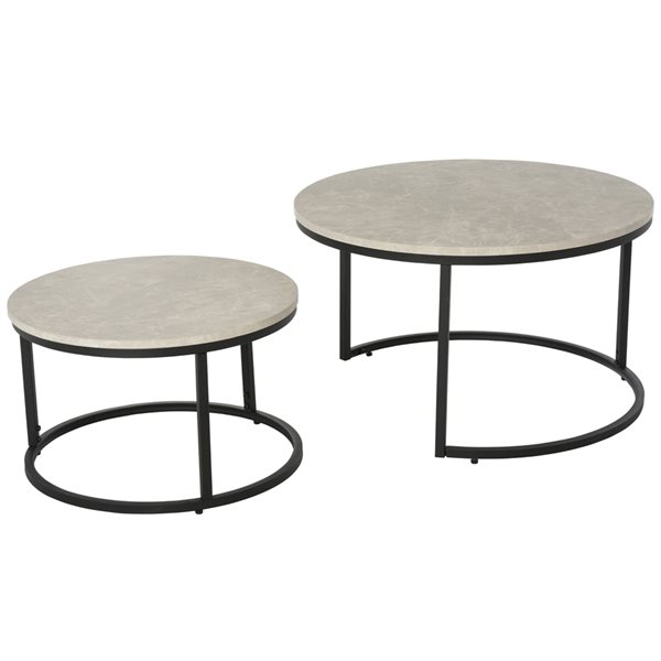 Table d'appoint par HomCom gris et noir, ensemble de 2