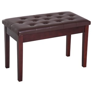 HomCom Modern 2-Person Brown Piano Bench with Storage