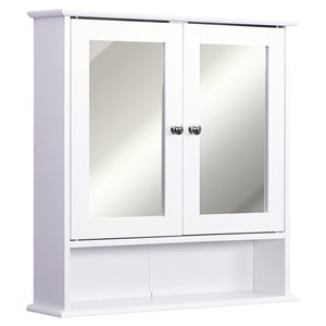 kleankin 22.05-in W x 22.83-in H x 5.12-in D White Bathroom Wall Cabinet