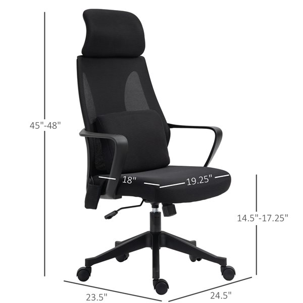 Vinsetto Contemporary Black Adjustable Height Swivel Office Chair with Massage Feature