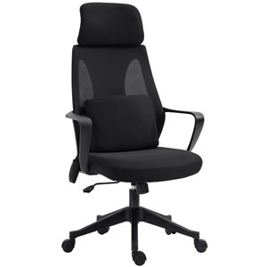 Vinsetto Contemporary Black Adjustable Height Swivel Office Chair with Massage Feature