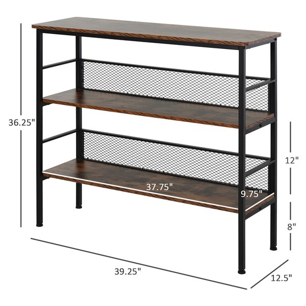 Bibliothèque en métal brun par HomCom à 3 tablettes