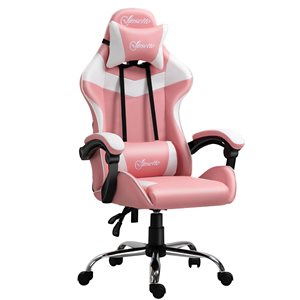 Vinsetto Modern Pink and Black Faux Leather Gaming Chair